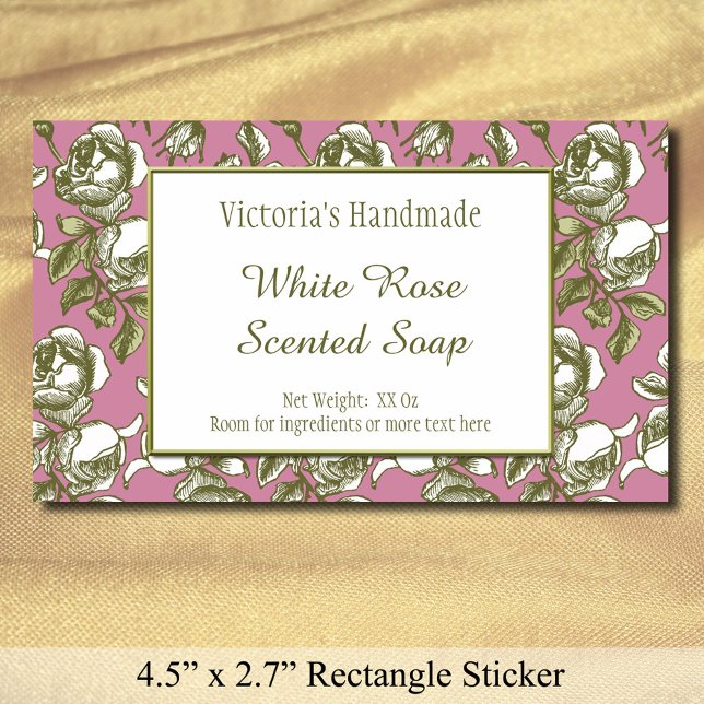 Stickers de savon personnalisés Rose blanc et Faux (Créateur téléchargé)