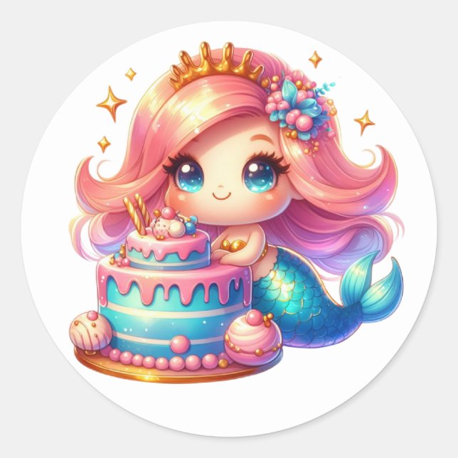 Stickers de sirène de couleur mignonne (Devant)