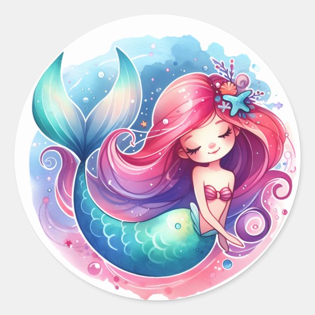 Stickers de sirène de couleur mignonne (Devant)