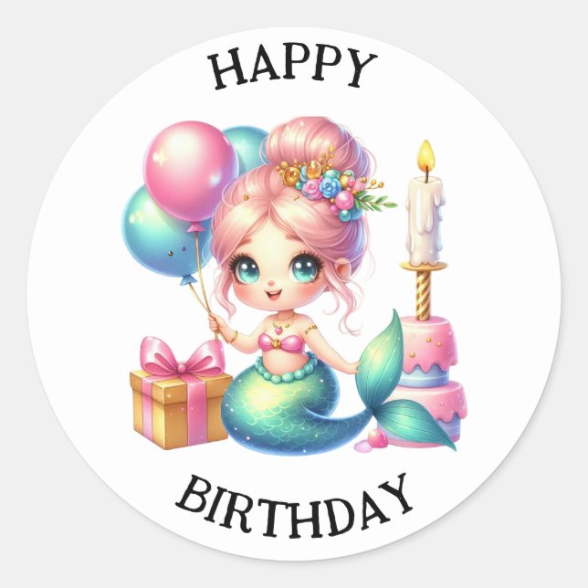 Stickers de sirène de couleur mignonne (Devant)