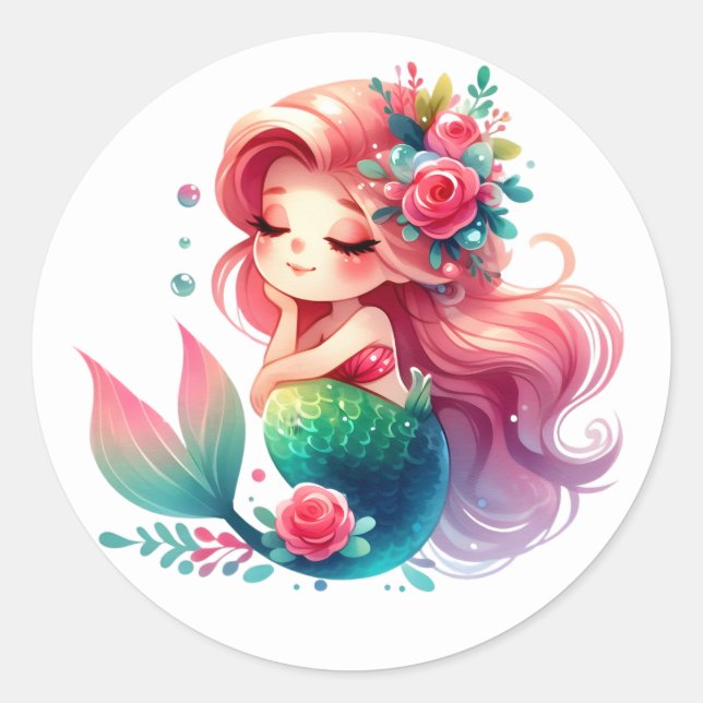 Stickers de sirène de couleur mignonne (Devant)