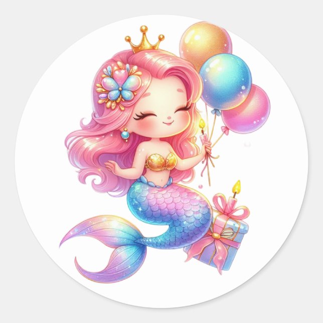 Stickers de sirène de couleur mignonne (Devant)