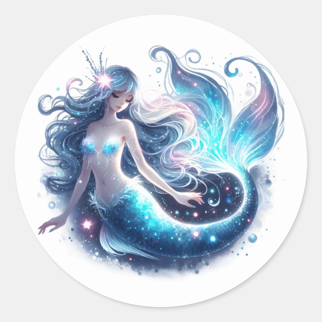 Stickers de sirène de couleur mignonne (Devant)