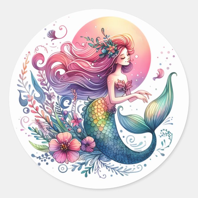 Stickers de sirène de couleur mignonne (Devant)