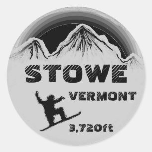 stickers de snowboard gris noir Stowe Vermont