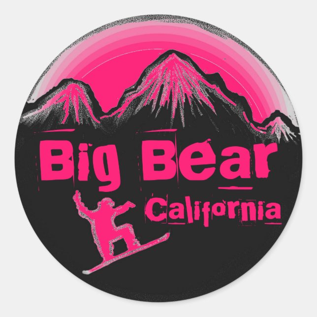 stickers de snowboard rose Big Bear California (Devant)