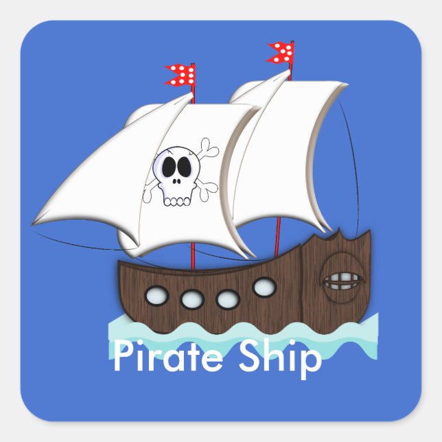 Stickers de soirée à thème de bateau pirate mignon (Devant)