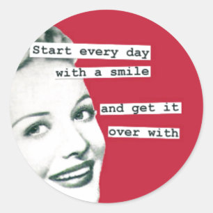 Stickers de sourire de femme de ménage rétro drôle