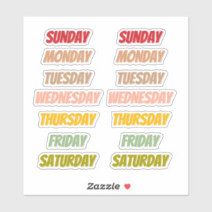 Stickers de style Police de couleur Jours