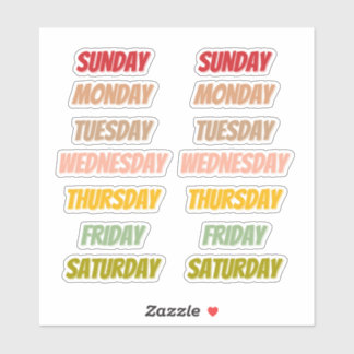 Stickers de style Police de couleur Jours