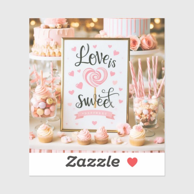 stickers de table de dessert "L'amour est doux" (Feuille)
