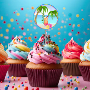 Stickers de toppers hélizienne hélienne Luau Cupca