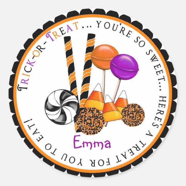Stickers de traitement Halloween Candy Corn Lollip (Devant)