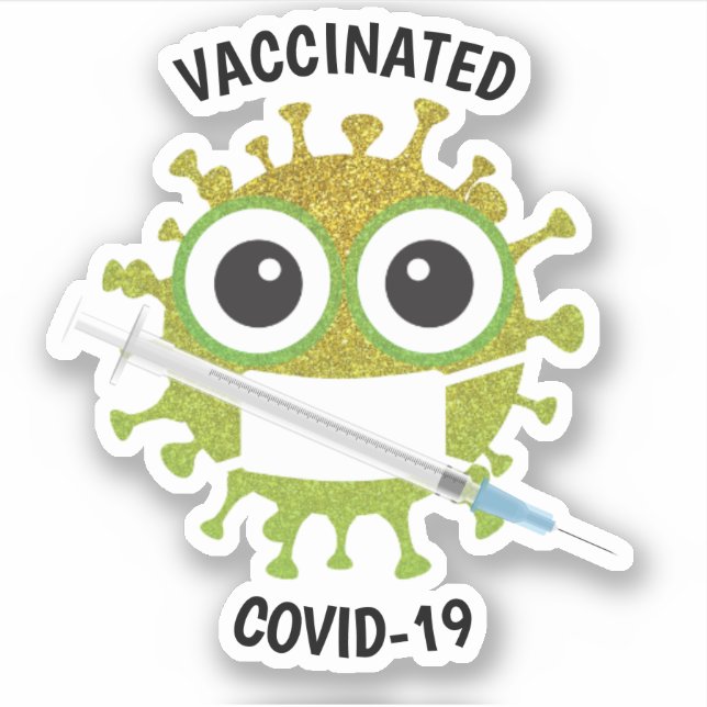 Stickers De Vinyle Vacciné Covid-19 Coupé Sur Mesu (Devant)