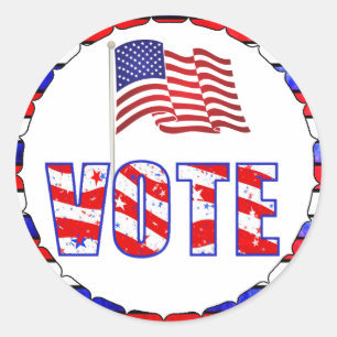 Stickers de vote Red White and Blue American Flag