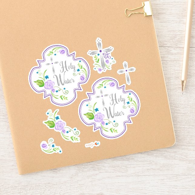 Stickers d'eau sainte Roses violets (Carnet)