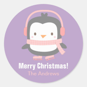 Stickers Décor de Noël pour enfants en pingouin mi