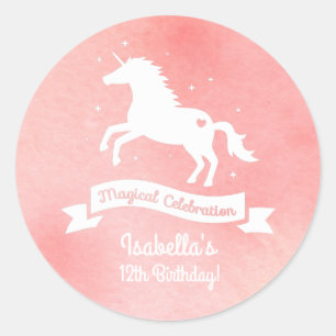 Stickers Décor White Unicorn Girls Birthday Party
