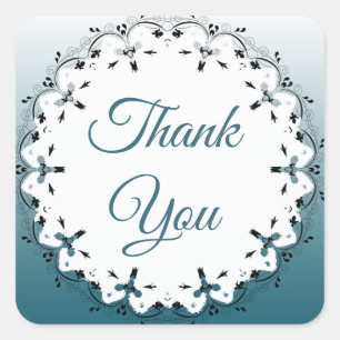Stickers Dégradé bleu ardoise et Merci noir