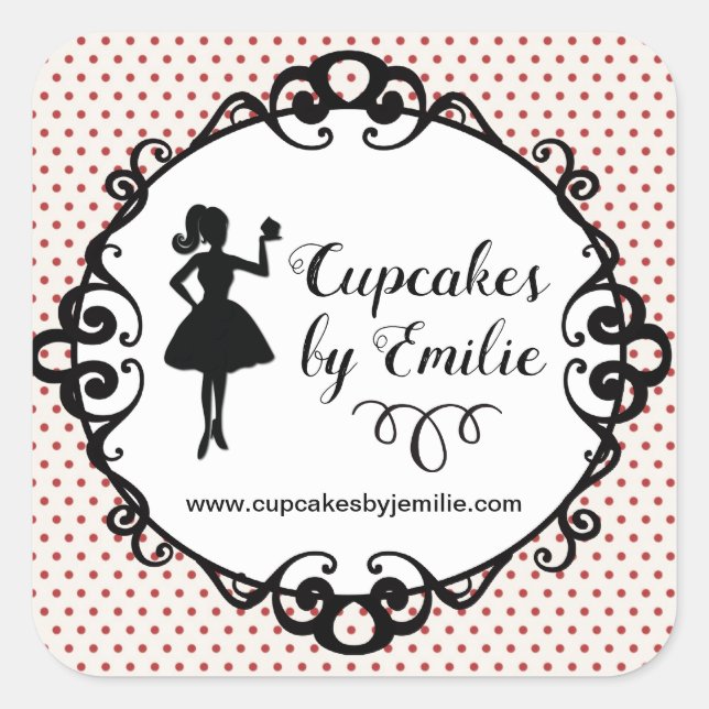 Stickers D'Emballage Silhouette Fille Cupcake (Devant)