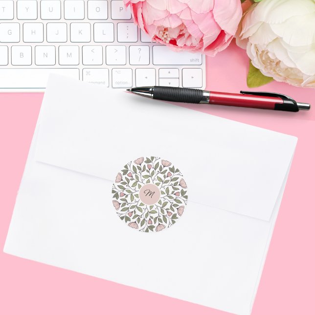 Stickers d'enveloppes de monogramme floral sur mes (Créateur téléchargé)