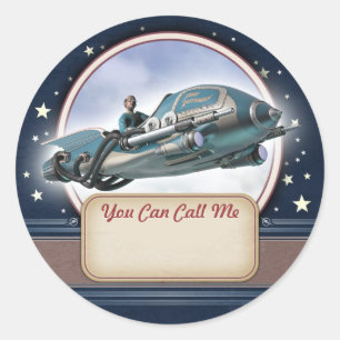 Stickers d'étiquette de nom de fusée Retro Flying
