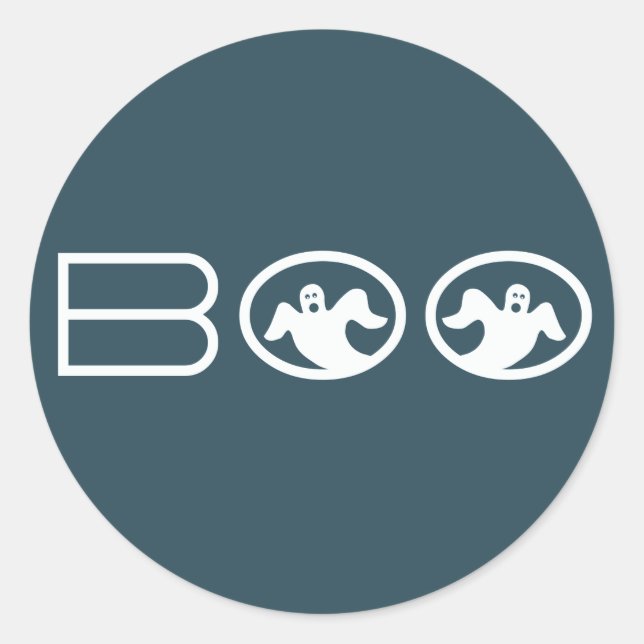 Stickers d'Halloween Boo, Bleu et Blanc (Devant)