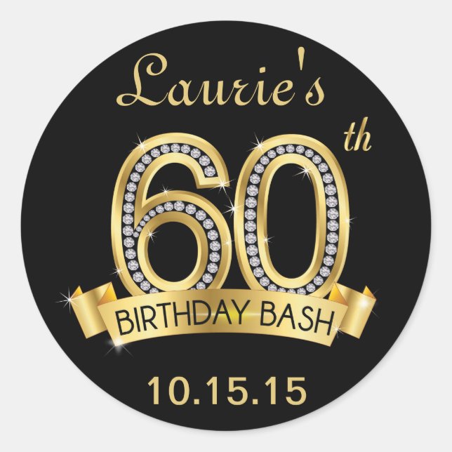 Stickers Diamond 60e Anniversaire | Noir (Devant)