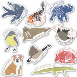 Stickers Die-Cut Personnalisés Animaux Assortis