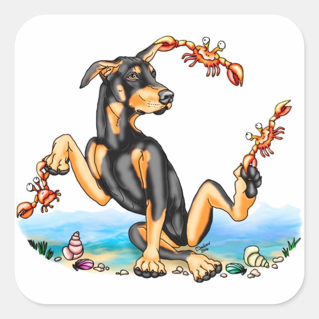 Stickers Doberman Noir Pinscher Kinda Crabby (Devant)