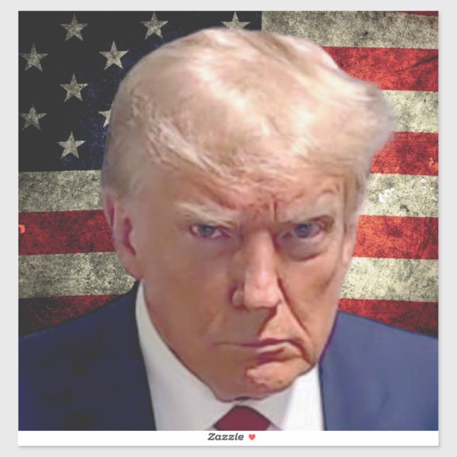 Stickers Donald Trump Mug avec drapeau américain (Feuille)