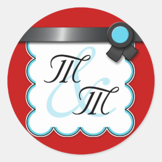 Stickers Double Monogramme à ruban noir rouge et T