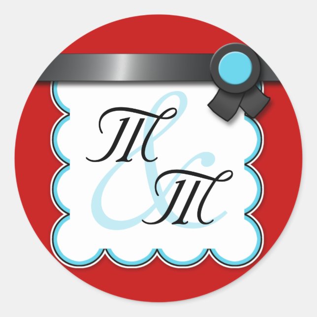 Stickers Double Monogramme à ruban noir rouge et T (Devant)