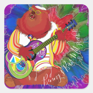 Stickers d'ours chantant bar ou Bat mitzvah Carré