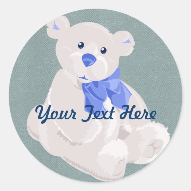 Stickers d'ours en peluche blanc et bleu (Devant)