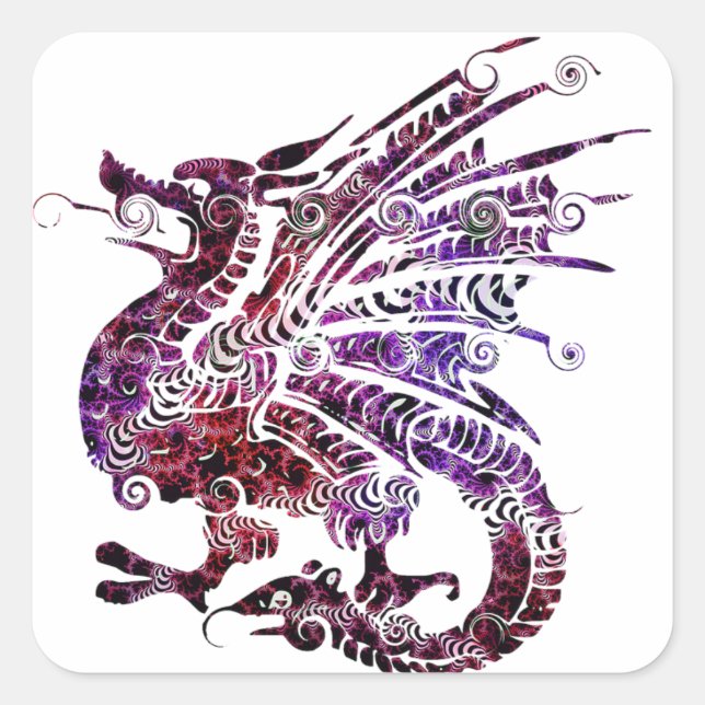 Stickers Dragon violet et rouge (Devant)