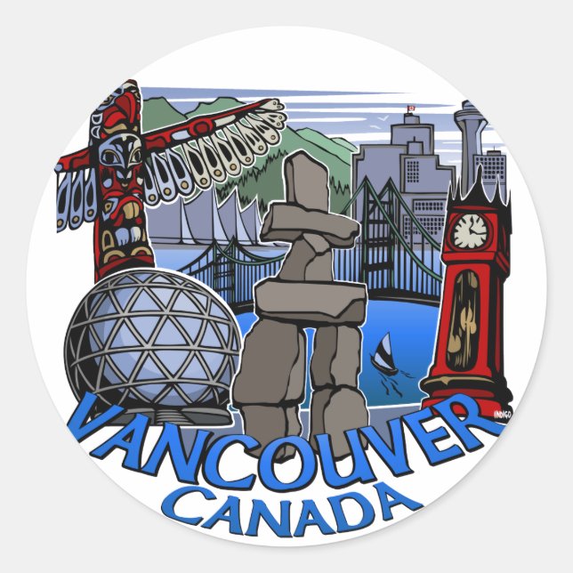 Stickers du Canada de Vancouver Totem Poteau (Devant)