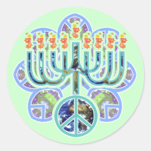 Stickers Earth Peace Menorah