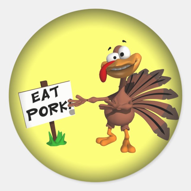 Stickers - Eat Pork Thanksgiving Turkey (Front)