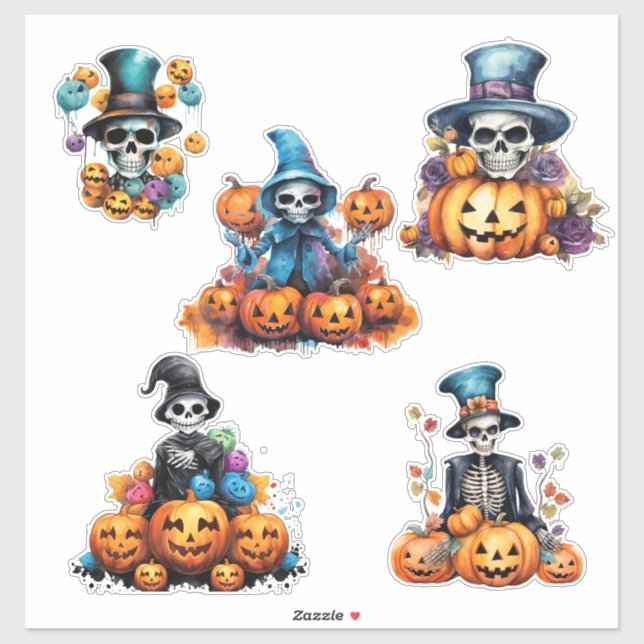 Stickers éffrayant Skeleton Halloween Vinyl Cut (Feuille)