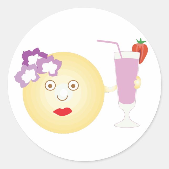 Stickers Emoji Fille Aimante Cocktail (Devant)