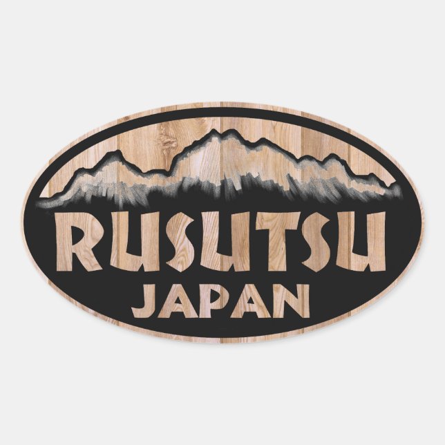stickers en bois ovale Rusutsu Japon (Devant)