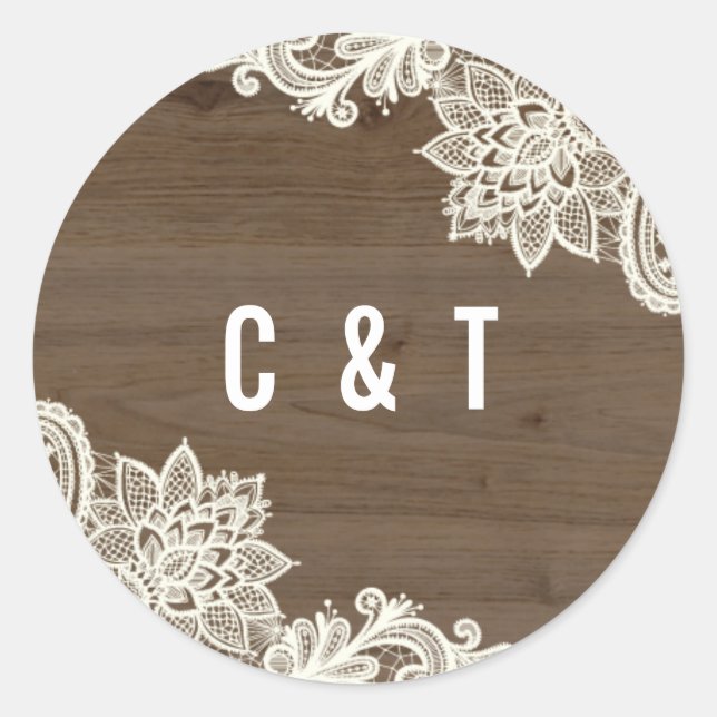 Stickers en bois rustique et dentelle (Devant)