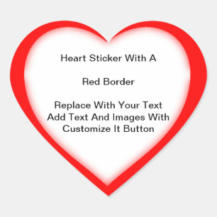Stickers En Forme De Coeur Avec Une Frontière Roug
