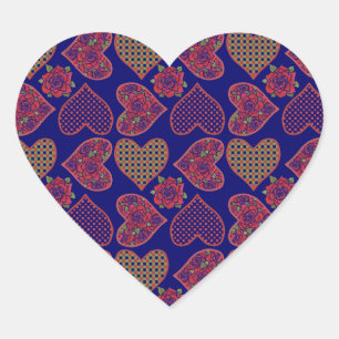 Stickers en forme de coeur, Coeurs, Roses, Bleu pr