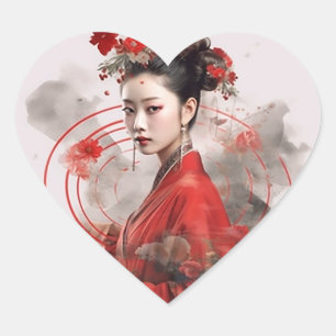 Stickers en forme de coeur de beauté chinois