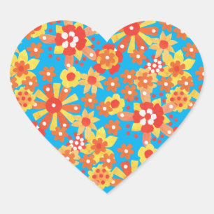 Stickers En Forme De Coeur, Fleurs Orange Ditzy
