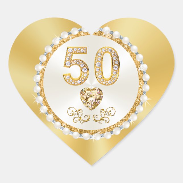 Stickers en forme de petit coeur, 50e anniversaire (Devant)