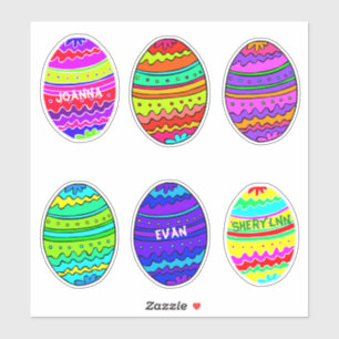 Stickers en forme d'Oeuf de Pâques colorés