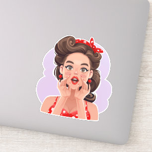 Stickers en vinyle de fille rétro mignonne